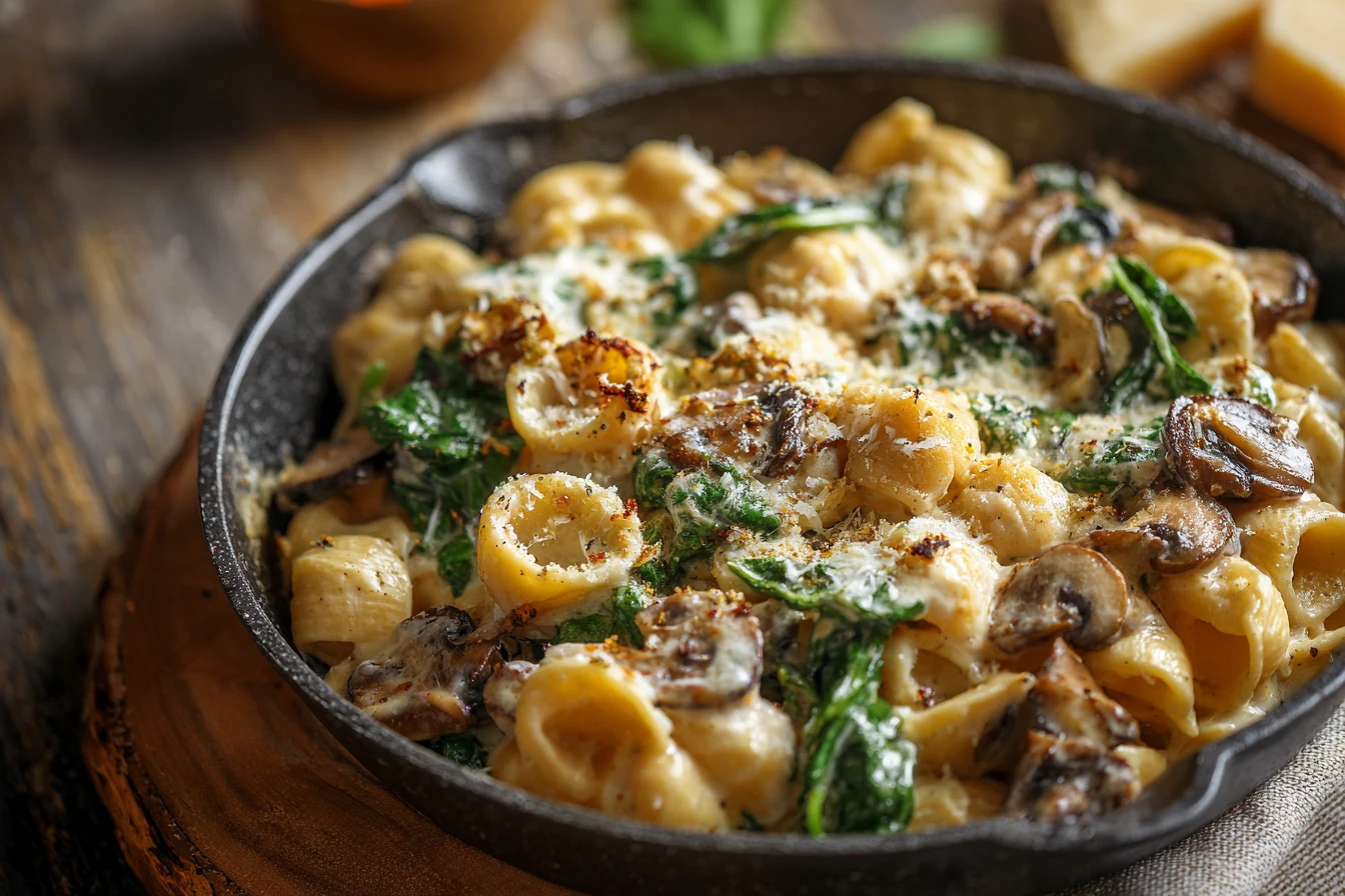 Creamy Parmesan Spinach Mushroom Pasta Recipe Easy Creamy Mushroom Spinach Pasta Best Spinach Mushroom Parmesan Skillet Ve...