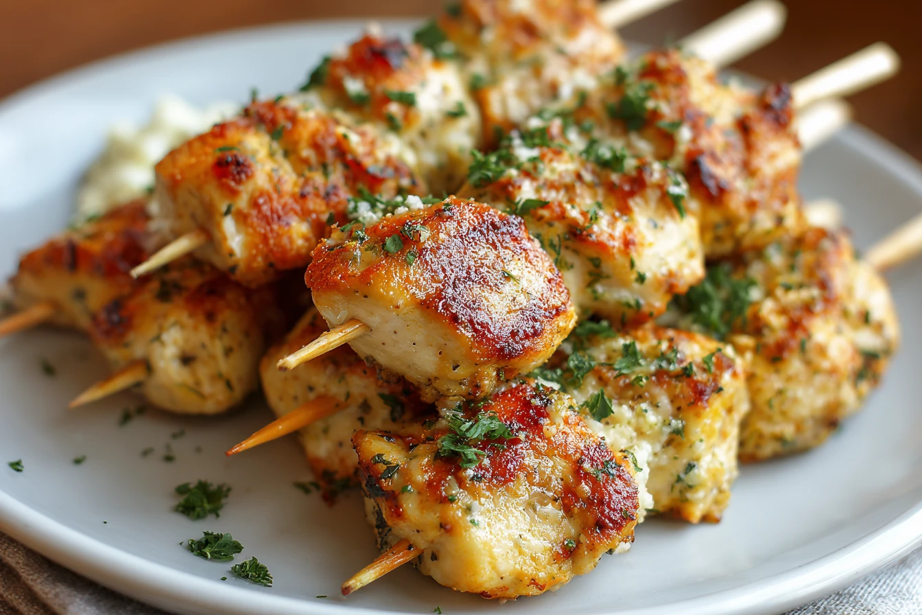Garlic Parmesan Chicken Skewers for an Easy Dinner 3 Easy Garlic Parmesan Chicken Skewers Recipe Best Chicken Skewers For Weeknight Dinners How To Make Garlic Parmesan Chicken...